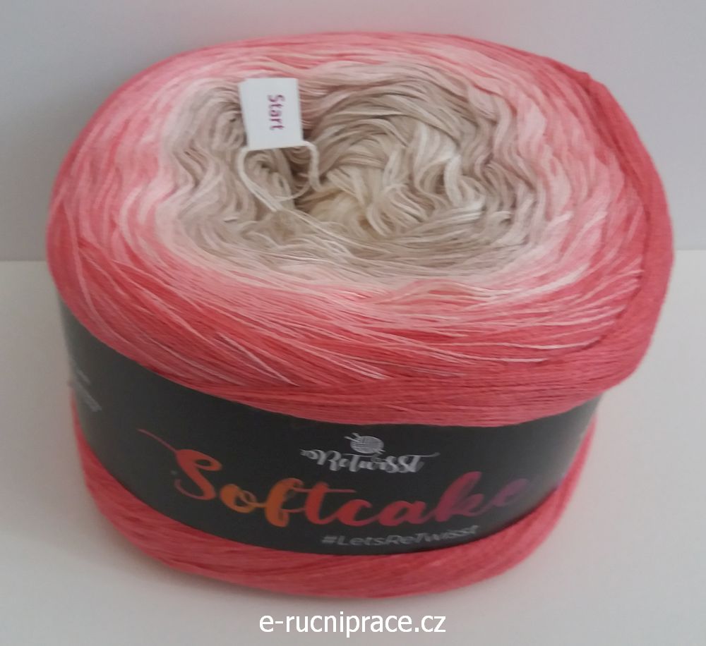 Soft Cake - růžovo-béžové duhové klubíčko; 250 g