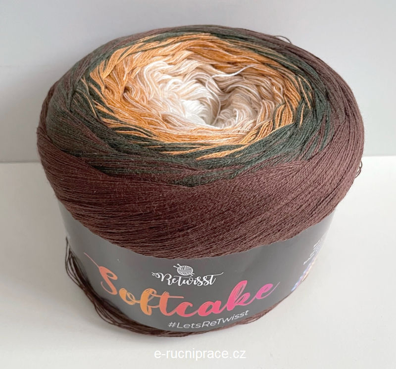 Soft Cake - hnědo-béžové duhové klubíčko; 250 g