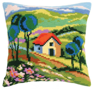 Dart5461 - Zelené kopce (polštář na vyšívání)