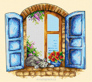 OR7928 - Okno s kočkou (vyšívací sada)