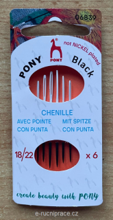 ST - Gobelínové jehly černé č. 18 - 22 ostré (BEZ NIKLU)