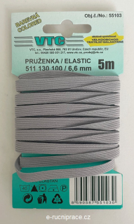 55103 - Pruženka šířka 6,6 mm - šedá / 5 m