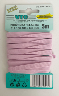 55103 - Pruženka šířka 6,6 mm - růžová / 5 m
