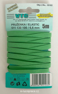 55103 - Pruženka šířka 6,6 mm - zelená / 5 m