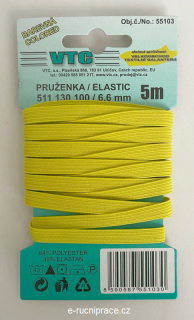 55103 - Pruženka šířka 6,6 mm - žlutá / 5 m