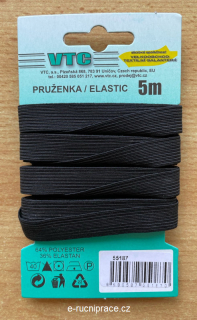 55187 - Pruženka šířka 11,9 mm - černá / 5 m