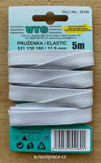 55180 - Pruženka šířka 11,9 mm - bílá / 5 m