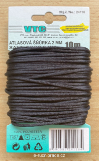 Atlasová šňůra průměr 2 mm, černá, délka 10 metrů