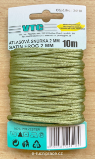 Atlasová šňůra průměr 2 mm, zelená, délka 10 metrů