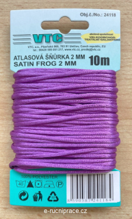 Atlasová šňůra průměr 2 mm, fialová, délka 10 metrů