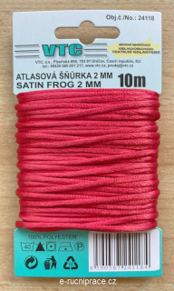 Atlasová šňůra průměr 2 mm, červená, délka 10 metrů