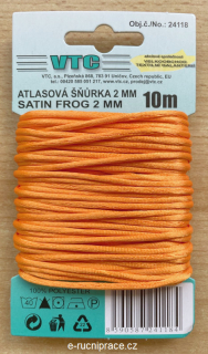 Atlasová šňůra průměr 2 mm, oranžová, délka 10 metrů