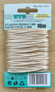 Atlasová šňůra průměr 2 mm, béžová, délka 10 metrů