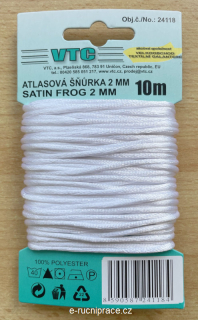Atlasová šňůra průměr 2 mm, bílá, délka 10 metrů