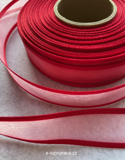 Stuha monofilová s vlascem šíře 25 mm, červená (1 m)