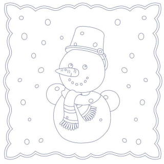 BE-X80 - Sněhulák - prostírání na vyšívání (30 x 30 cm)