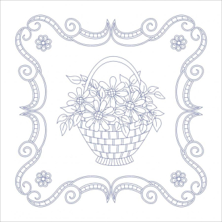 BE-PPO562 - Košík s květinami - dečka na vyšívání