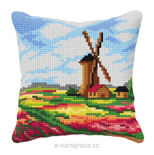 OR99113 - Krajina s větrným mlýnem (polštář na vyšívání)