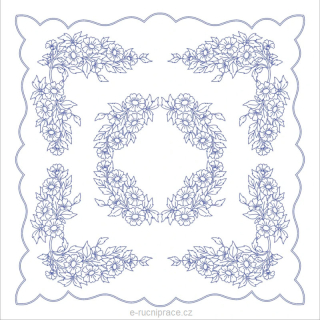 BE-U154 - Květy - ubrus pro vyšívání