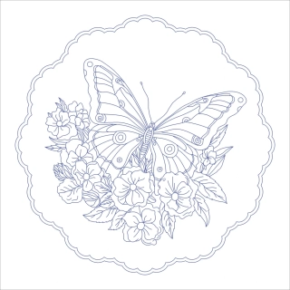 BE-X84 - Motýl - prostírání na vyšívání (30 x 30 cm)