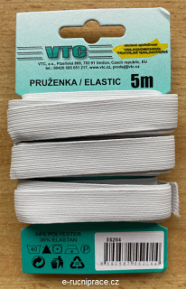 55204 - Pruženka šířka 14,4 mm - bílá / 5 m