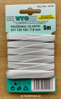 55120 - Pruženka šířka 7,9 mm - bílá / 5 m