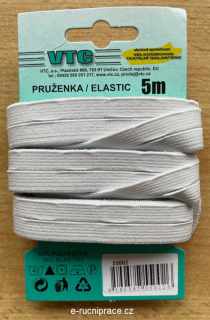 55002 - Pruženka dírková šířka 15 mm, BÍLÁ / 5 m